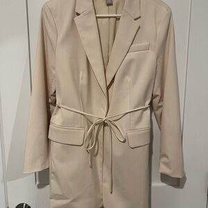 Cream Blazer with Tie Waist